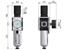 Filter-Regler G3/8'' 4500l/min 0,2-4,0bar/3-58psi Futura 2
