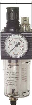 FRL G3/8'' 1400l/min 0.5-16.0bar/7-232psi Manueller Polycarbonat Combo 1