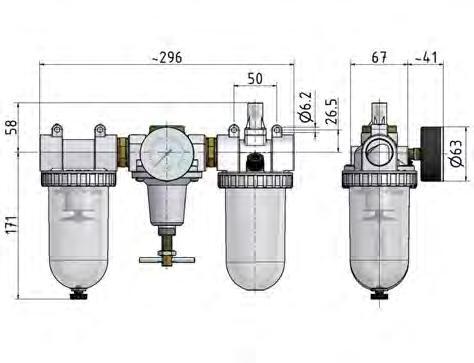 FRL G1'' 3200l/min 0,5-10,0bar/7-145psi Standard 3