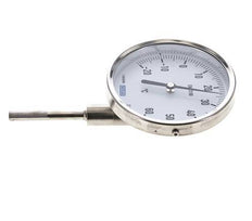 -20 bis +60°C Bimetall-Thermometer aus Edelstahl 100mm Gehäuse 63mm Schaftunterseite