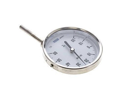 -20 bis +60°C Bimetall-Thermometer aus Edelstahl 100mm Gehäuse 63mm Schaftunterseite